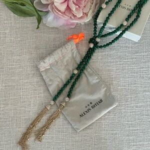 Alexis Bittar Tassel Sautoir Lariat Malachite Beaded Necklace. NWT